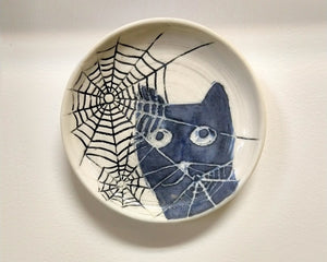 Black Cat With Spiderweb plate