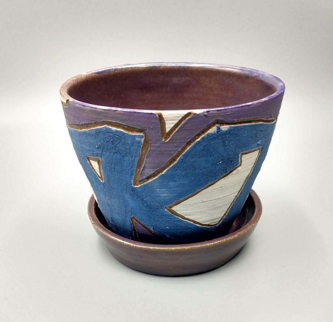 graffiti plant pot Purple and Blue Graffiti Planter