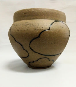 Cloud Vase in Brown Stoneware with Green interior