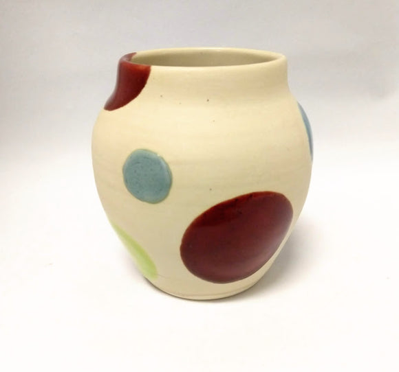 Red and Blue Spotty Vase