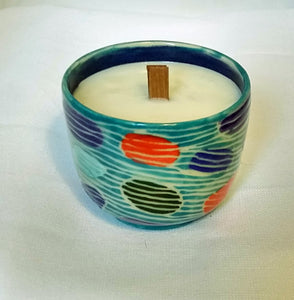 Turquoise Dendron Pattern Candle in Linen Scent