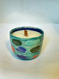 Turquoise Dendron Pattern Candle in Linen Scent