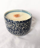 Candle in cup in Blue broken triangle pattern